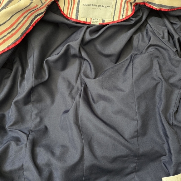 KATHERINE BARCLAY Striped Cotton Women's Blazer -White With Pink And Navy.  XS - Picture 13 of 15